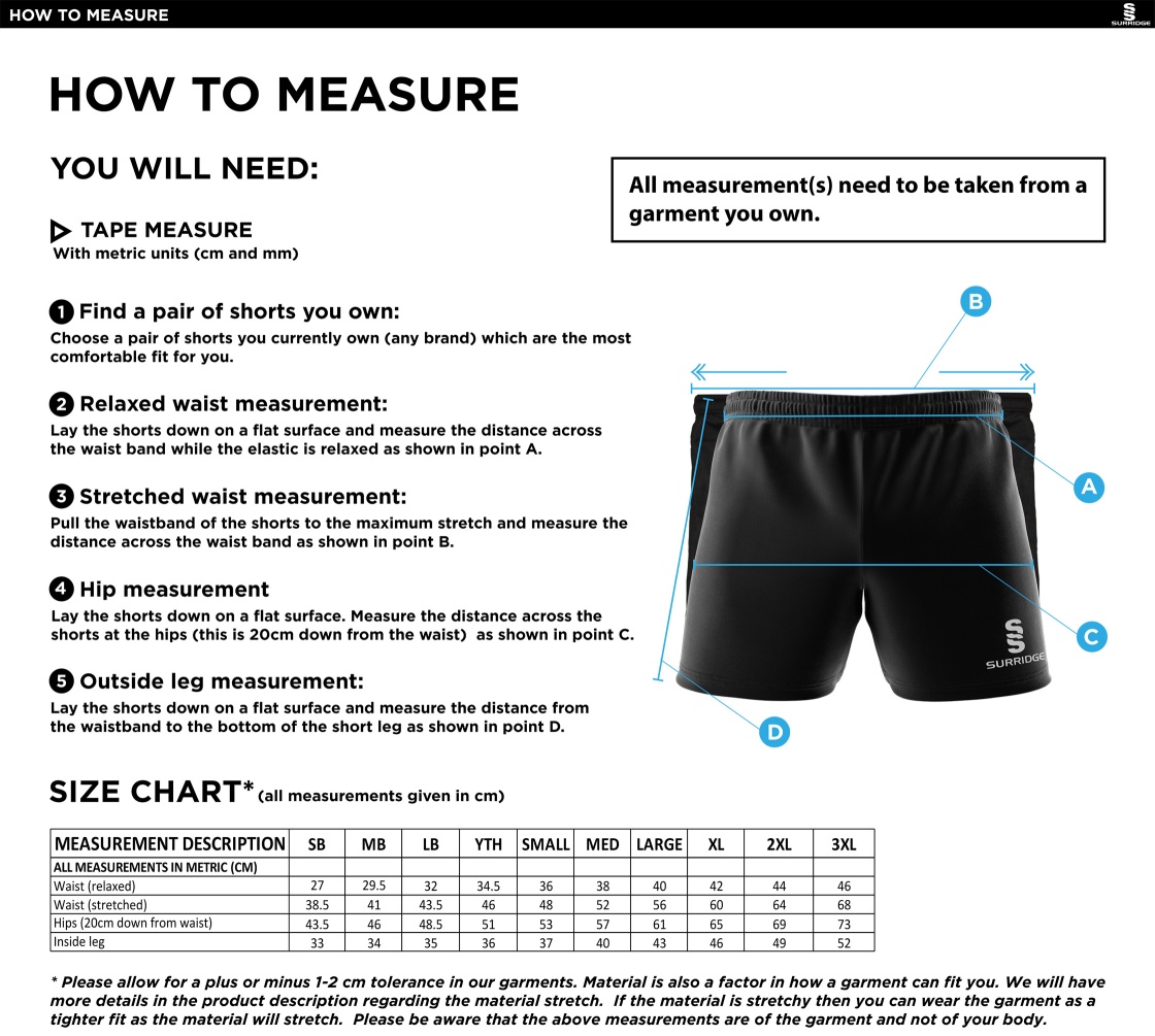 Performance Gym Short : Navy - Size Guide
