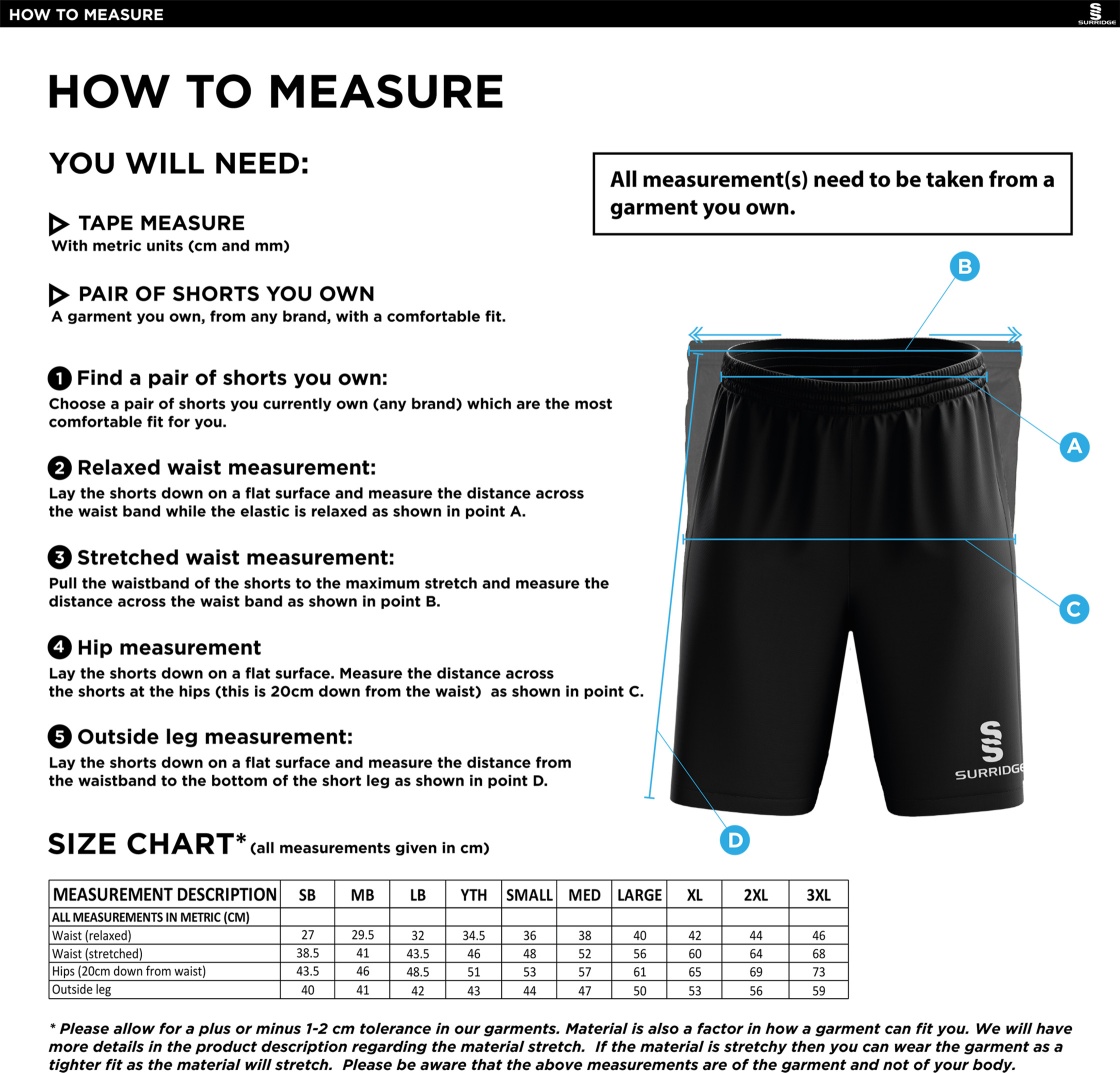 Blade Shorts : Navy - Size Guide